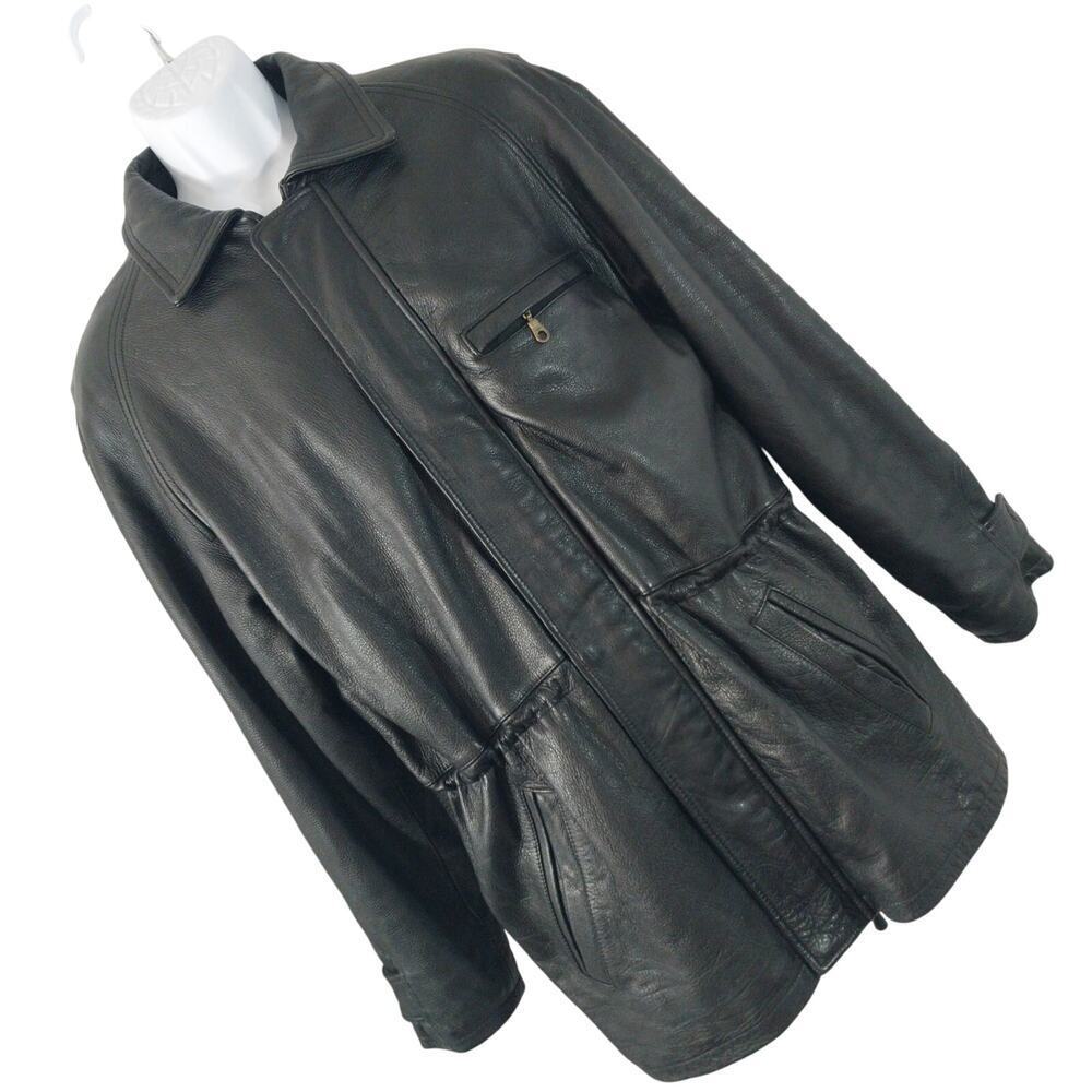 FOREST CLUB/RAINFOREST! BLACK GENUINE LEATHER DRAWSTRING WAIST JACKET! SZ M